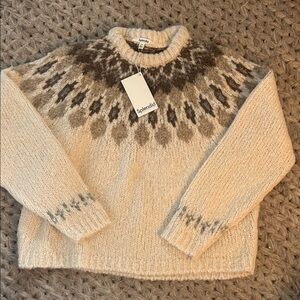 Splendid Women's Nordic Pattern Sweater in Cream and Brown